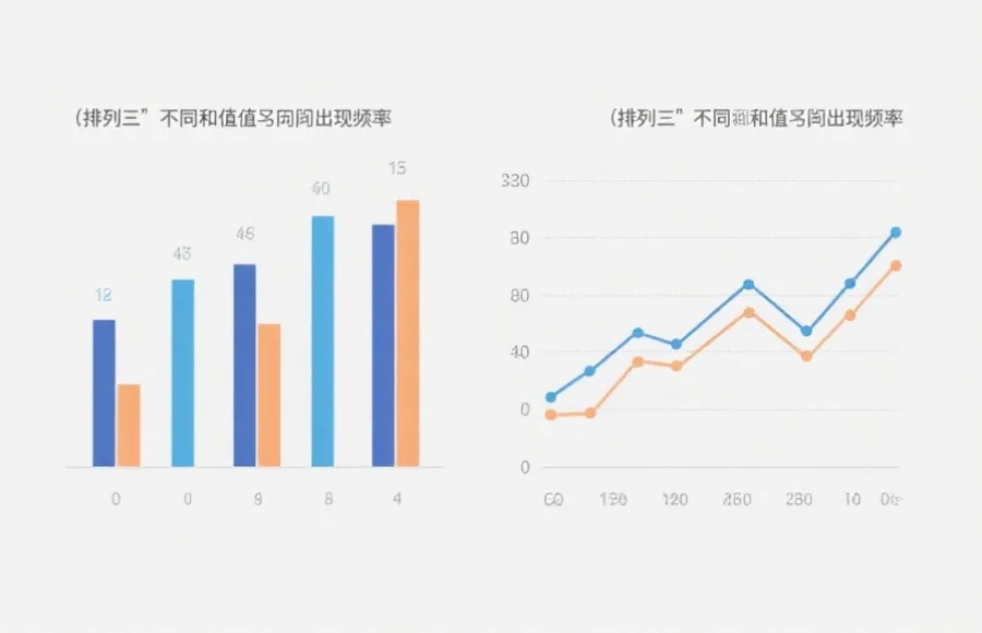 一组现代风格的柱状图和折线图,展示“排列三”不同和值区间的出现频率,配色清晰,背景简洁